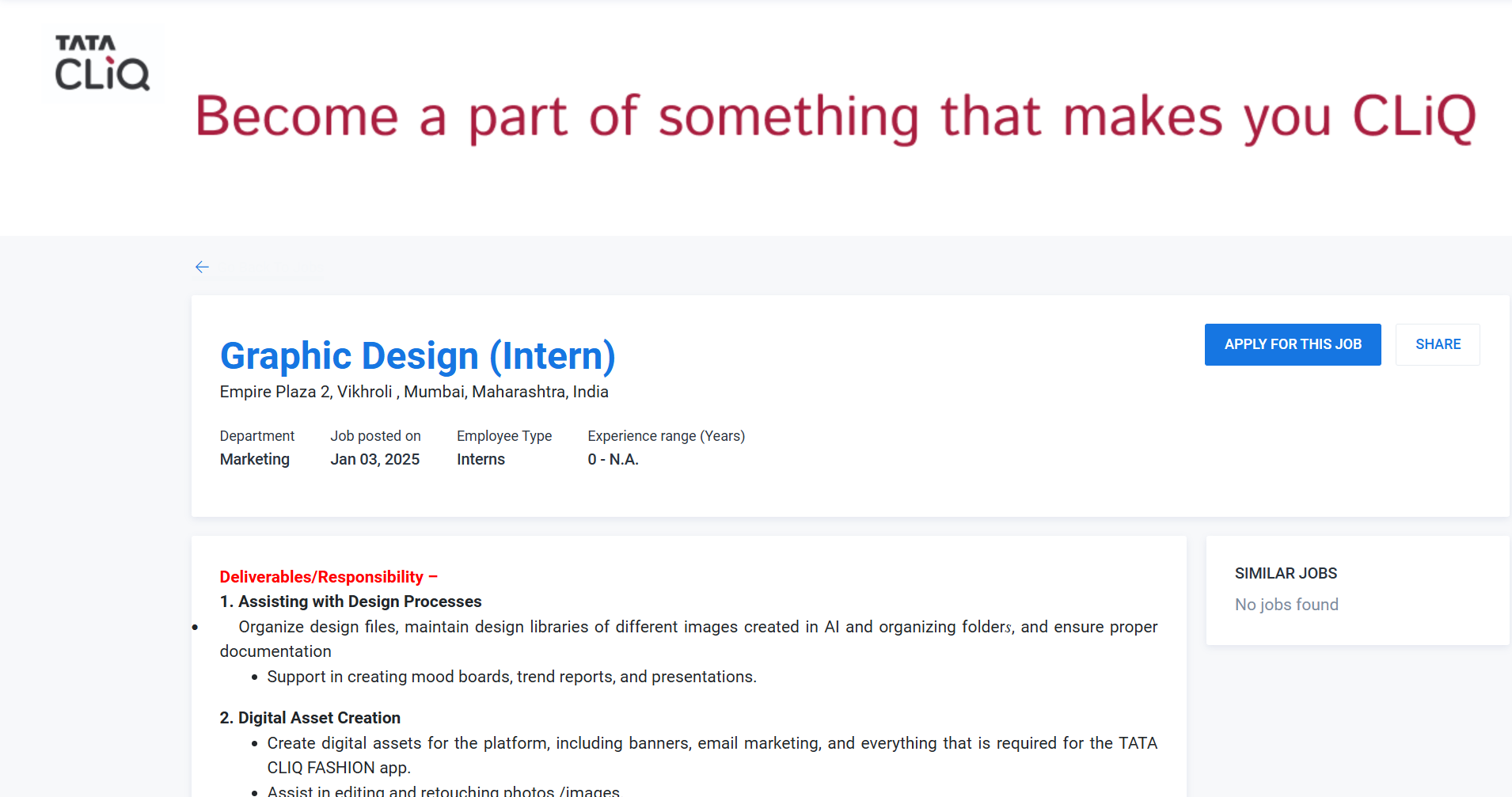 You are currently viewing TATA CLiQ Graphic Design Internship Program 2025 | Hiring Freshers