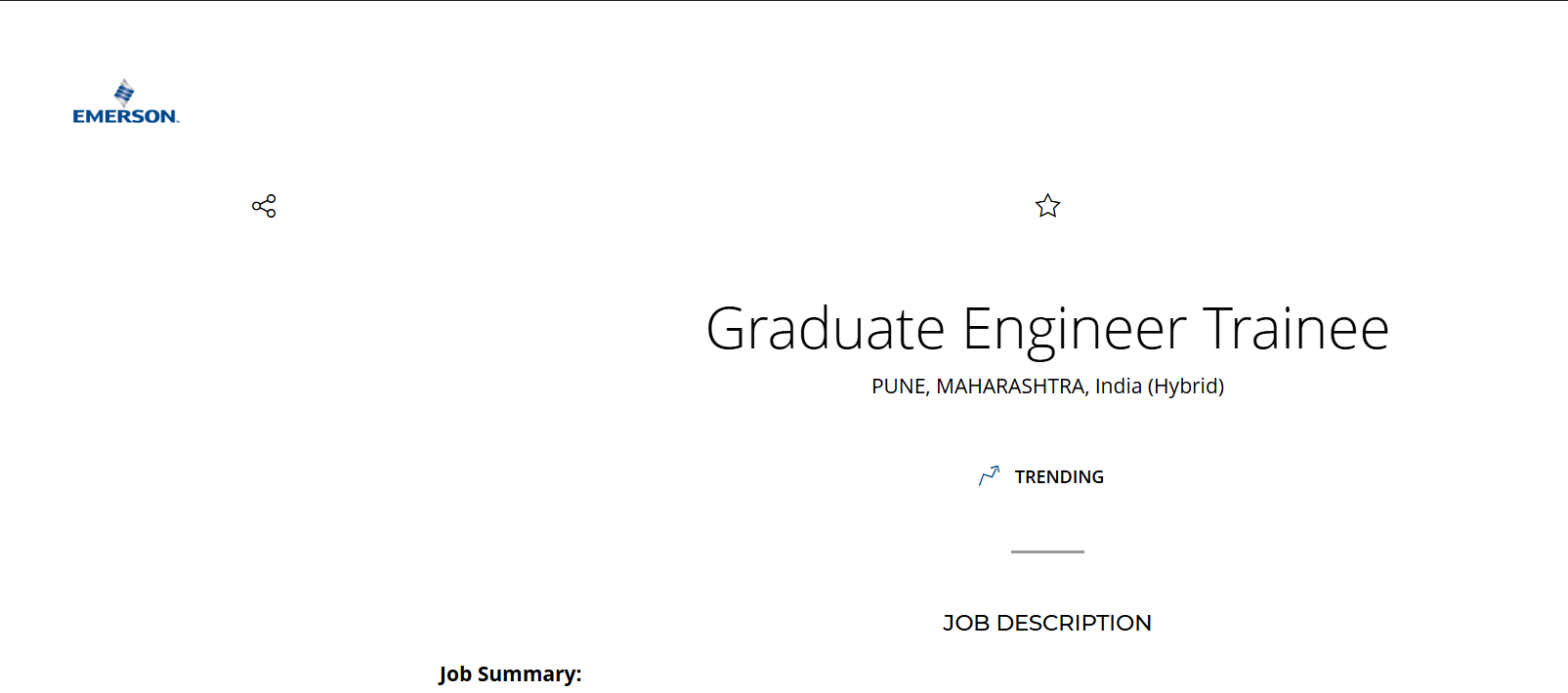 You are currently viewing Emerson’s Graduate Engineer Trainee Role in Pune (Hybrid)