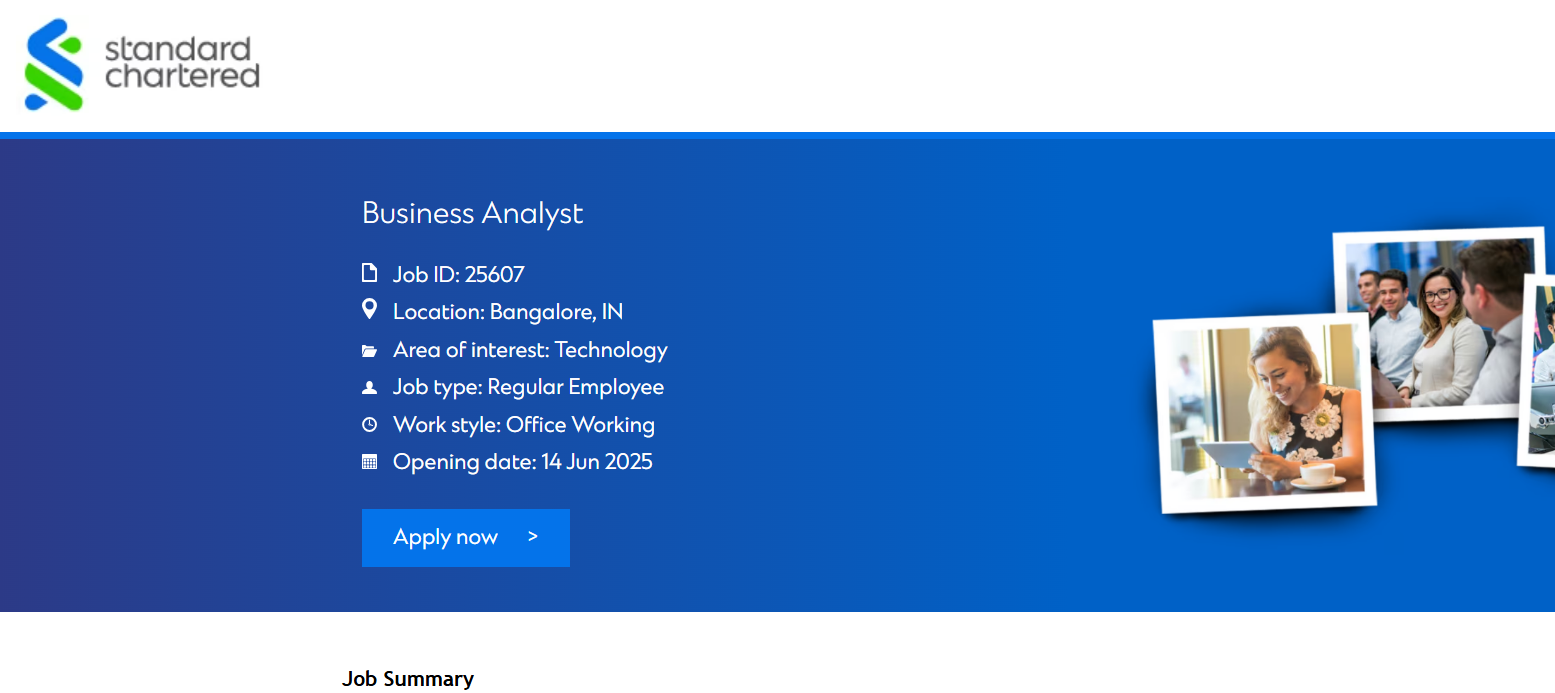 Read more about the article Standard Chartered is Hiring Business Analysts – Earn Up to ₹14 LPA | Apply Before It’s Gone!